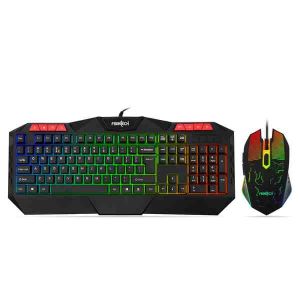 FRONTECH Wired Gaming Keyboard and Mouse Combo with RGB Backlight Effects| Membrane Keys with Retractable Stands | USB Plug & Play | Ergonomic & Comfortable Design | 1 Year Warranty (KB-0035, Black)