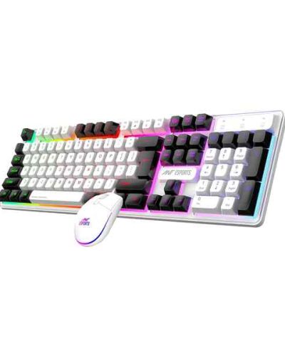 Ant Esports KM1610 LED Keyboard and Mouse Combo, 104 Keys Rainbow Backlit Keyboard and 7 Colour RGB Mouse, White Gaming Keyboard and Mouse Combo for PC Laptop Xbox PS4 Gamers and Work