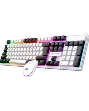 Ant Esports KM1610 LED Keyboard and Mouse Combo, 104 Keys Rainbow Backlit Keyboard and 7 Colour RGB Mouse, White Gaming Keyboard and Mouse Combo for PC Laptop Xbox PS4 Gamers and Work