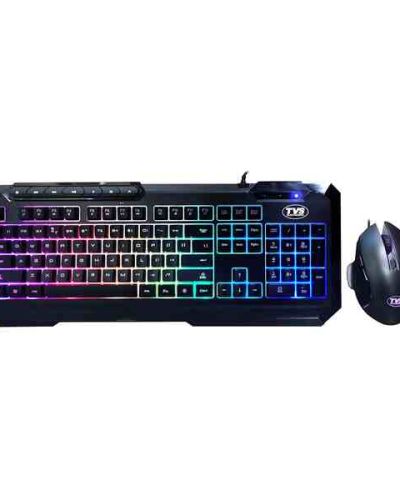 TVS ELECTRONICS Champ Blitz Gaming Keyboard Combo Wired Keyboard & Mouse Rainbow Backlight with 10 Color Options |Multimedia Hotkeys |19 Anti-ghosting Key |Braided USB Cable |Mouse DPI-1600/3200/7200