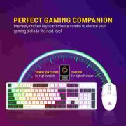Ant Esports KM1610 LED Keyboard and Mouse Combo, 104 Keys Rainbow Backlit Keyboard and 7 Colour RGB Mouse, White Gaming Keyboard and Mouse Combo for PC Laptop Xbox PS4 Gamers and Work