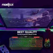 FRONTECH Wired Gaming Keyboard and Mouse Combo with RGB Backlight Effects| Membrane Keys with Retractable Stands | USB Plug & Play | Ergonomic & Comfortable Design | 1 Year Warranty (KB-0035, Black)