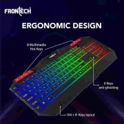 FRONTECH Wired Gaming Keyboard and Mouse Combo with RGB Backlight Effects| Membrane Keys with Retractable Stands | USB Plug & Play | Ergonomic & Comfortable Design | 1 Year Warranty (KB-0035, Black)