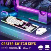 Ant Esports KM1610 LED Keyboard and Mouse Combo, 104 Keys Rainbow Backlit Keyboard and 7 Colour RGB Mouse, White Gaming Keyboard and Mouse Combo for PC Laptop Xbox PS4 Gamers and Work