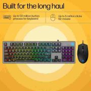 HP KM300F Wired USB Gaming Keyboard and Mouse Set, Membrane Backlit, 26 Keys Anti-Ghosting, 3 LED Indicators & 3D 6K USB Mouse with 6400DPI,Six-Speed Cyclic Resolution Switching, Black