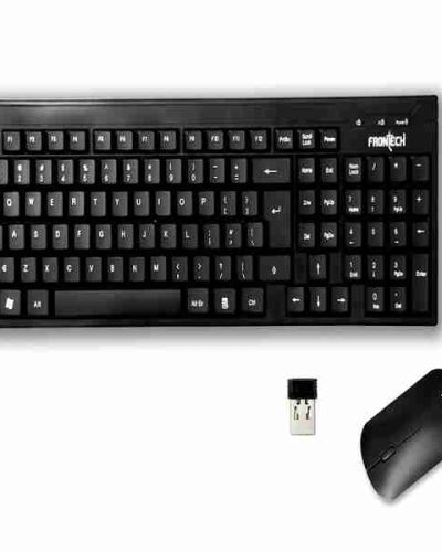 Frontech KB-0015 Multi-Device Wireless Keyboard Mouse Combo for Seamless Connection || Black || Compatible for PC, Laptop, Windows, Mac, Android with Nano reciver