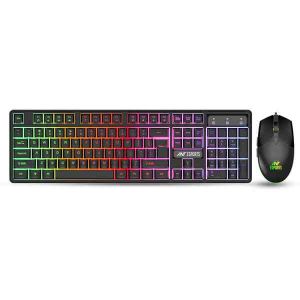 Ant Esports KM1650 Gaming Keyboard & Mouse Combo, Wired Backlit Rainbow LED Keyboard & 3200 DPI Gaming Mouse for PC/Laptop - Black