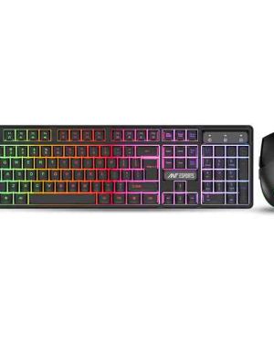 Ant Esports KM1650 Gaming Keyboard & Mouse Combo, Wired Backlit Rainbow LED Keyboard & 3200 DPI Gaming Mouse for PC/Laptop – Black