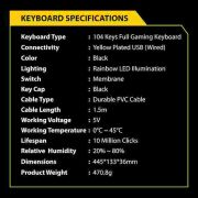 Ant Esports KM1650 Gaming Keyboard & Mouse Combo, Wired Backlit Rainbow LED Keyboard & 3200 DPI Gaming Mouse for PC/Laptop - Black