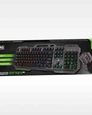 TAG GAMERZ Gaming Combo KIT Avenger RGB Keyboard/Mouse with 3 Color LED Keyboard and 1200/1600/2400/3200 DPI (Black)