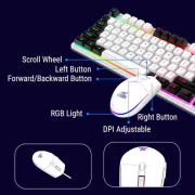 Ant Esports KM1610 LED Keyboard and Mouse Combo, 104 Keys Rainbow Backlit Keyboard and 7 Colour RGB Mouse, White Gaming Keyboard and Mouse Combo for PC Laptop Xbox PS4 Gamers and Work