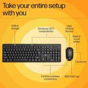 HP KM200 Wireless Mouse and Keyboard Combo, Full-Size Ergonomic Design, 3 Button and Built-in Scroll Wheel, 2.4 GHz Wireless connectio, 3 Years Warranty (7J4G8AA)