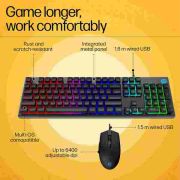 HP KM300F Wired USB Gaming Keyboard and Mouse Set, Membrane Backlit, 26 Keys Anti-Ghosting, 3 LED Indicators & 3D 6K USB Mouse with 6400DPI,Six-Speed Cyclic Resolution Switching, Black