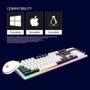 Ant Esports KM1610 LED Keyboard and Mouse Combo, 104 Keys Rainbow Backlit Keyboard and 7 Colour RGB Mouse, White Gaming Keyboard and Mouse Combo for PC Laptop Xbox PS4 Gamers and Work