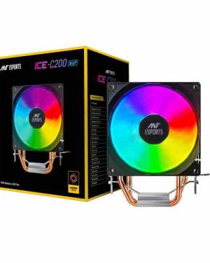 Ant Esports ICE-C200 V2 CPU Cooler/CPU Fan with Rainbow LED Fan | Support – Intel : LGA1700 / 115X / 1200/1366 x 775 & AMD : AM5, AM4, AM3+, AM3, AM2+, FM2, FM1