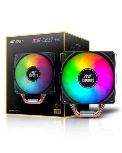 Ant Esports ICE-C612 V2 ARGB CPU Cooler| Support Intel LGA1200, LGA115X, LGA20XX, LGA1366, LGA1700 and AMD FM1, FM2, FM2+, AM2, AM2+, AM3, AM3+, AM4, AM5