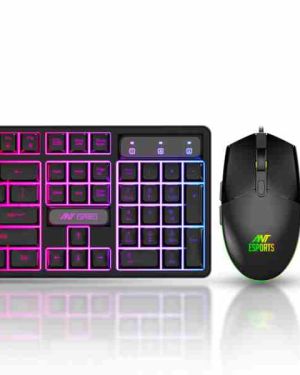 Ant Esports KM1600 Gaming Keyboard & Mouse Combo, Wired Backlit Rainbow LED Keyboard & 3200 DPI Gaming Mouse for PC/Laptop – Black