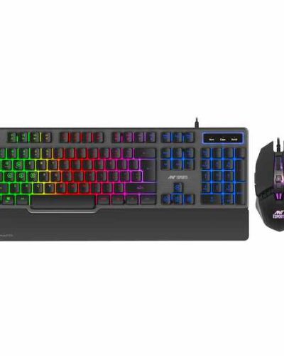 Ant Esports KM540 Gaming Backlit Keyboard and Mouse Combo, LED Wired Gaming Keyboard, Ergonomic & Wrist Rest Keyboard, Programmable Gaming Mouse for PC/Laptop/Mac Black