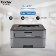 Brother HL-L2321D Automatic Duplex Laser Printers with 30 PPM Print Speed, 8 MB Memory, Large 250 Sheet Paper Tray, Wired USB Connectivity
