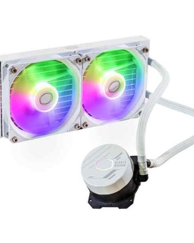 Cooler Master ML240L Core ARGB CPU Liquid Cooler – White | Support Intel & AMD Processor – LGA1700, LGA1200, LGA1151, AM5, AM4 | Gen S Dual Chamber Pump | 240mm AIO | New Pressure Optimised Fans