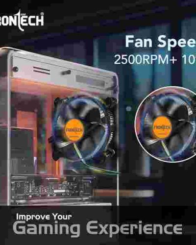 FRONTECH 775/1155 CPU Cooling Fan with Universal Socket & Heat Sink for Better Air Circulation, Super Silent, De-Vibrating, HS Sunflower Design, (CPF-0002, Black)