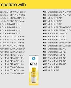 HP GT52 70-ml Yellow Original Ink Bottle