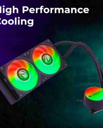 ZEBRONICS AIO240AB – 240mm AIO Liquid Cooler with Support Up To LGA1700 / AM5 sockets, Anti Leak Design, ARGB sync, Braided Tubing, Fan controller with Remote control (Black)