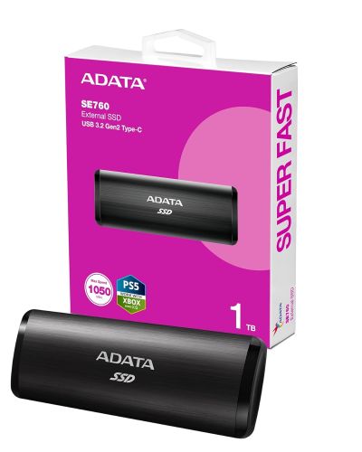 ADATA SE760 1TB External Solid State Drive/SSD, USB 3.2 Gen 2 with Type-C