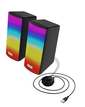 Ant Esports GS510 Multimedia 2.0 Channel USB Powered Bluetooth RGB Gaming Speakers with Control pod for Volume, RGB and Memory Card Slot -Perfect Computer Speakers for Desktop, PC, Laptop,Mobile-Black