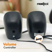 FRONTECH Premium 2.0 Channel USB Powered Speakers - 1.5W x 2 Output, AUX Input, Foam Edge, 1-Year Warranty (SPK-0003-Blue)
