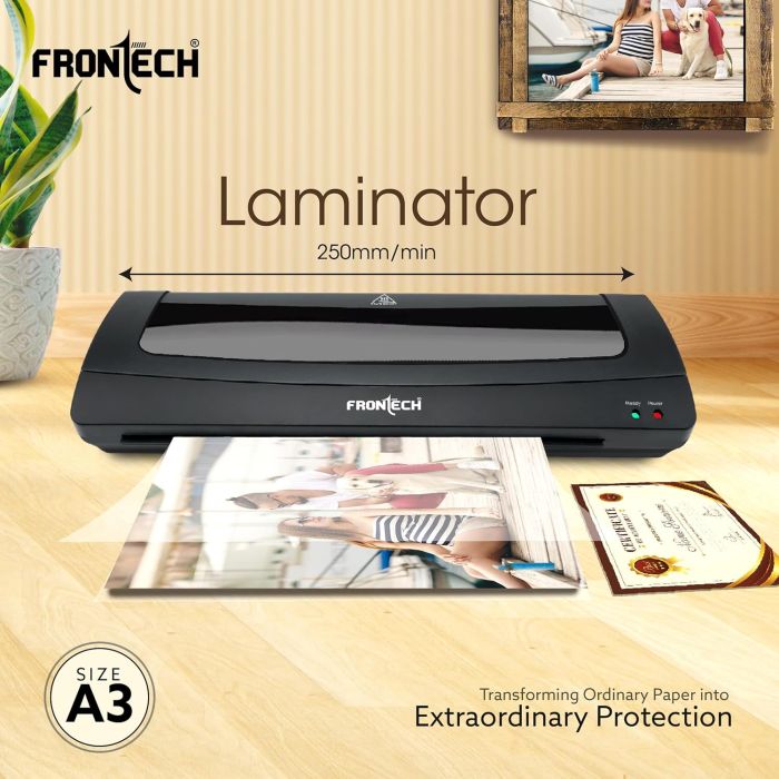 FRONTECH HD-32020 Laminator/Lamination Machine, Adjustable Temperature, Over-Thin Design with 4 Rollers, for Office and Home, 1 Year Warranty (LAM-0001, Grey)