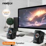 FRONTECH 2.0 USB Powered Multimedia Speakers | 2 x 2.5W Drivers (5 cm) | 3.5mm Jack Connectivity | for Laptop, PC, TV, Mobile | 1 Year Warranty (SPK-0001, Black)