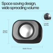 HP DHS-2111 Wired Speaker, 2-Channel Surround Sound, 3.5mm aux connectivity, PC and Phone Compatible, Easy Volume Controls, 1-Year Warranty, 0.27 kg, Black