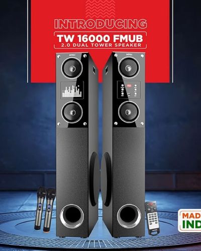 Intex Mm USB Speaker Tw 16000 Fmub(Dual), Black