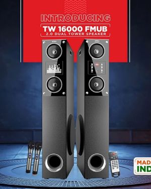 Intex Mm USB Speaker Tw 16000 Fmub(Dual), Black