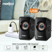 FRONTECH 2.0 USB Powered Multimedia Speakers | 2 x 2.5W Drivers (5 cm) | 3.5mm Jack Connectivity | for Laptop, PC, TV, Mobile | 1 Year Warranty (SPK-0001, Black)