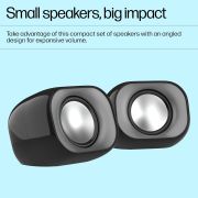HP DHS-2111 Wired Speaker, 2-Channel Surround Sound, 3.5mm aux connectivity, PC and Phone Compatible, Easy Volume Controls, 1-Year Warranty, 0.27 kg, Black