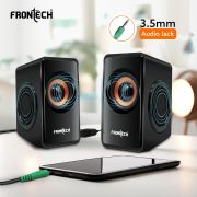 FRONTECH 2.0 USB Powered Multimedia Speakers | 2 x 2.5W Drivers (5 cm) | 3.5mm Jack Connectivity | for Laptop, PC, TV, Mobile | 1 Year Warranty (SPK-0001, Black)
