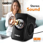 FRONTECH 2.0 USB Powered Multimedia Speakers | 2 x 2.5W Drivers (5 cm) | 3.5mm Jack Connectivity | for Laptop, PC, TV, Mobile | 1 Year Warranty (SPK-0001, Black)