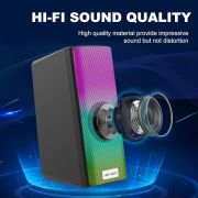 Ant Esports GS510 Multimedia 2.0 Channel USB Powered Bluetooth RGB Gaming Speakers with Control pod for Volume, RGB and Memory Card Slot -Perfect Computer Speakers for Desktop, PC, Laptop,Mobile-Black