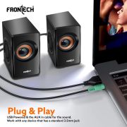 FRONTECH 2.0 USB Powered Multimedia Speakers | 2 x 2.5W Drivers (5 cm) | 3.5mm Jack Connectivity | for Laptop, PC, TV, Mobile | 1 Year Warranty (SPK-0001, Black)