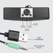 Zebronics Wonderbar 20 PC/Laptop Speaker (2.0), RGB, 3.5mm jack
