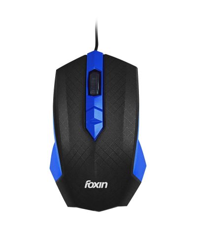 Foxin Wired Mouse for Laptop PC, Plug-n-Play USB, High Resolution 800 DPI Optical Sensor, Durable Design, Clickable Scroll Wheel, Quick Response Mouse for Comfortable All-Day Grip, Smart Blue