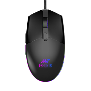 Ant Esports GM60 Optical Gaming Mouse Wired, 6 Programmable Buttons, 3200 DPI Adjustable, Optical Gamer Gaming Mice with Multicolour LED Lights - Black