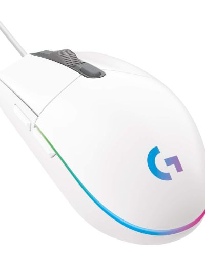 Logitech G203 Wired Gaming Mouse, 8,000 DPI, Rainbow Optical Effect LIGHTSYNC RGB, 6 Programmable Buttons, On-Board Memory, Screen Mapping, PC/Mac Computer and Laptop Compatible – White