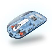 iVOOMi Opaque White Rechargeable Wireless Mouse, Dual Mode (2.4GHz+BT), Dual Bluetooth, Silent Operation, Transparent Body, RGB, Battery Indicator, Compatible with Win/Mac/Linux/Android