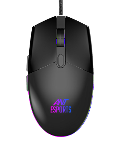 Ant Esports GM60 Optical Gaming Mouse Wired, 6 Programmable Buttons, 3200 DPI Adjustable, Optical Gamer Gaming Mice with Multicolour LED Lights – Black