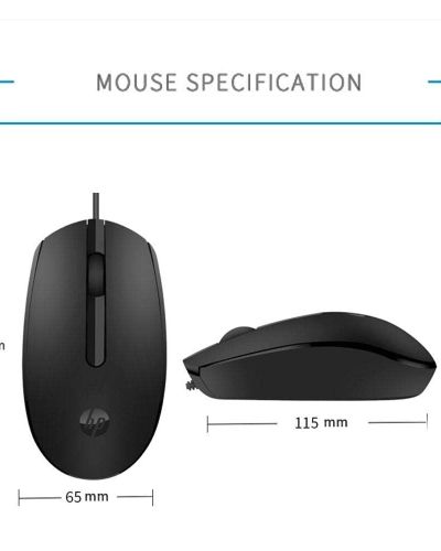 HP M10 Wired USB Mouse with 3 Buttons High Definition 1000DPI Optical Tracking and Ambidextrous Design