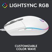 Logitech G203 Wired Gaming Mouse, 8,000 DPI, Rainbow Optical Effect LIGHTSYNC RGB, 6 Programmable Buttons, On-Board Memory, Screen Mapping, PC/Mac Computer and Laptop Compatible - White