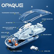 iVOOMi Opaque White Rechargeable Wireless Mouse, Dual Mode (2.4GHz+BT), Dual Bluetooth, Silent Operation, Transparent Body, RGB, Battery Indicator, Compatible with Win/Mac/Linux/Android